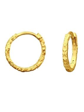 14K Gold Vermeil Textured Huggie Hoop Earrings | 15mm